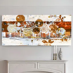 Art Street Gold-Toned & White 1 Piece Canvas Abstract Wall Paintings-picture-41