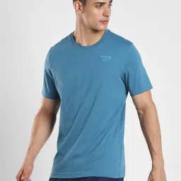 Reebok Blue Cotton Slim Fit Sports T-Shirt image 1