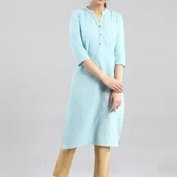 Aurelia Blue Cotton Striped Straight Kurta-image-35
