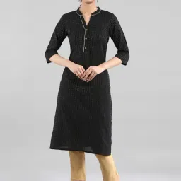 Aurelia Black Cotton Striped Straight Kurta-picture-26