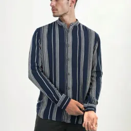 celio Celio* Navy Regular Fit Striped Shirt-picture-35