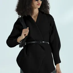 showoffff Showoff Black Regular Fit Top With Belt image 1