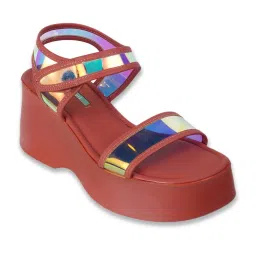 Catwalk Women's Pink Ankle Strap Wedges image 1