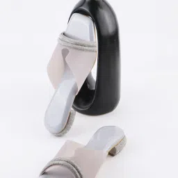 The White Pole Women's Grey Casual Sandals image 1