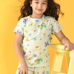 Anthrilo Kids Green & Yellow Cotton Printed T-Shirt Set-image-51