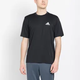 Adidas Black Regular Fit Logo Printed Sports T-Shirt image 1