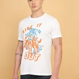 Wrangler White Cotton Regular Fit Printed T-Shirt image 1