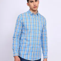 Lee Blue Cotton Slim Fit Checks Shirt image 1