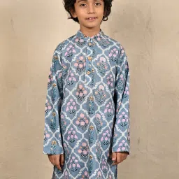 Anthrilo Boys Sky Blue Printed Kurta image 1