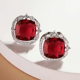 Karatcart Silver Red Earrings for Women-picture-14