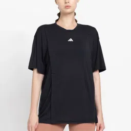 adidas Black Loose Fit Sports T-Shirt image 1