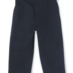 Gini & Jony Kids Navy Cotton Regular Fit Pants image 1