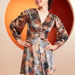 KASSUALLY Grey Printed A Line Dress image 1