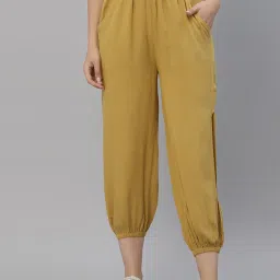 KASSUALLY Mustard Regular Fit Mid Rise Joggers image 1
