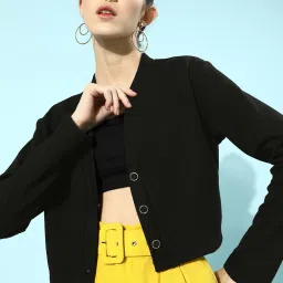 KASSUALLY Black Cotton Relaxed Fit Cardigan image 1