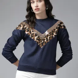 KASSUALLY Navy Cotton Embellished Sweatshirt image 1