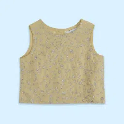 Akkriti by Pantaloons Kids Beige & Peach Embroidered Lehenga Cholis image 3