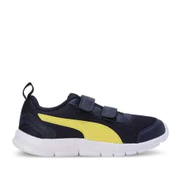 Puma Kids Racer V3 Peacoat Blue & Blazing Yellow Velcro Shoes image 1