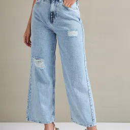 U.S. Polo Assn. Light Blue Cotton Distressed Jeans image 1