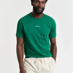 Gant Green Cotton Regular Fit Logo Printed T-Shirt image 1