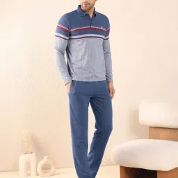 Sweet Dreams Navy Regular Fit Striped Nightwear Set image 3