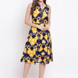 Deewa Yellow Printed Fit & Flare Dress image 1