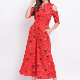 Deewa Red Floral Print Jumpsuit image 1