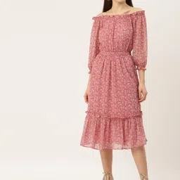 Deewa Fuchsia Floral Print Midi Dress image 1