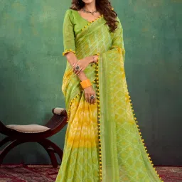 Saree Mall Green Embellished Sarees With Unstitched Blouse image 1