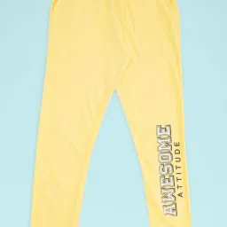 Pantaloons Junior Mustard Cotton Printed Trackpants image 1
