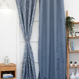 Ariana Piper-Mary Grey Polyester 7 ft Door Curtains - Set of 2 image 1