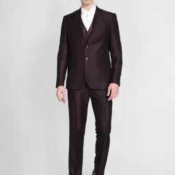 Arrow Purple Regular Fit Self Pattern Three Piece Suit image 1