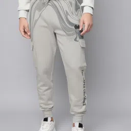 Free Authority Grey Regular Fit Printed Joggers image 1
