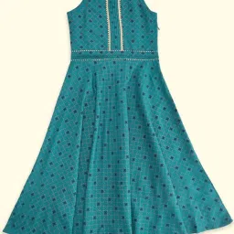 Akkriti by Pantaloons Kids Teal Blue Printed Party Dress image 1