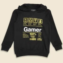 Pantaloons Junior Black Cotton Printed Full Sleeves Sweatshirt image 1