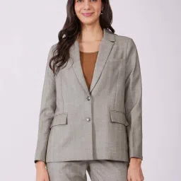 Fablestreet Grey Polyester Chequered Blazer image 1