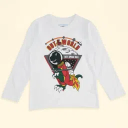 Pantaloons Junior White Cotton Printed Full Sleeves T-Shirt image 1