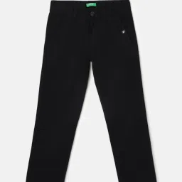 United Colors of Benetton Kids Boy's Solid Slim Fit Trousers with Button Closure image 1