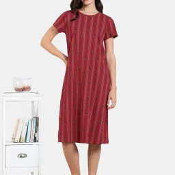 Zivame Maroon Printed Night Dress image 1
