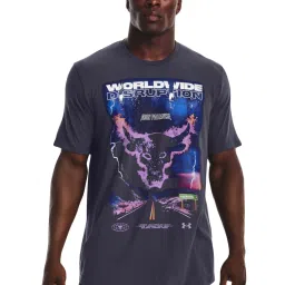 Under Armour Grey Cotton Regular Fit Printed Sports T-Shirt image 1