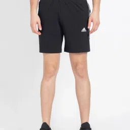 adidas Black Regular Fit Logo Print Shorts image 1