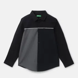 United Colors of Benetton Kids Boy's Regular Fit Spread Collar Colorblock Shirt image 1