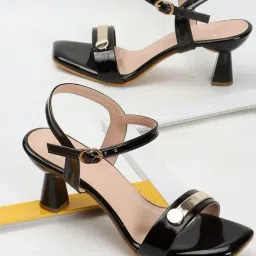 Carlton London Women's Black Ankle Strap Sandals image 1