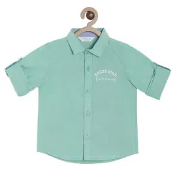 MINIKLUB Boys Green Solid Full Sleeves Shirt-image-9