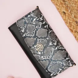 Carlton London Black Textured Small Tri-Fold Wallet for Women image 1
