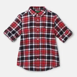 United Colors of Benetton Kids Boy's Regular Fit Spread Collar Checked Shirt image 1