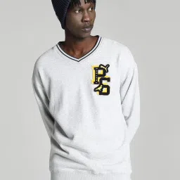 Puma Grey Heather Cotton Relaxed Fit Printed Sweatshirt image 1