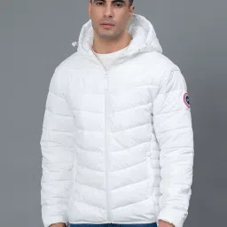 Red Tape White Regular Fit Hooded Padded Jacket image 1