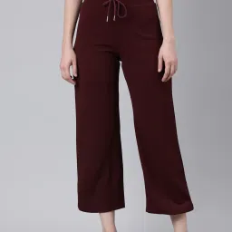 showoffff SHOWOFF Maroon Cotton Lycra Straight Fit Mid Rise Trouserss image 1