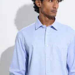 WES Formals by Westside Blue Relaxed-Fit Cotton Shirt image 4